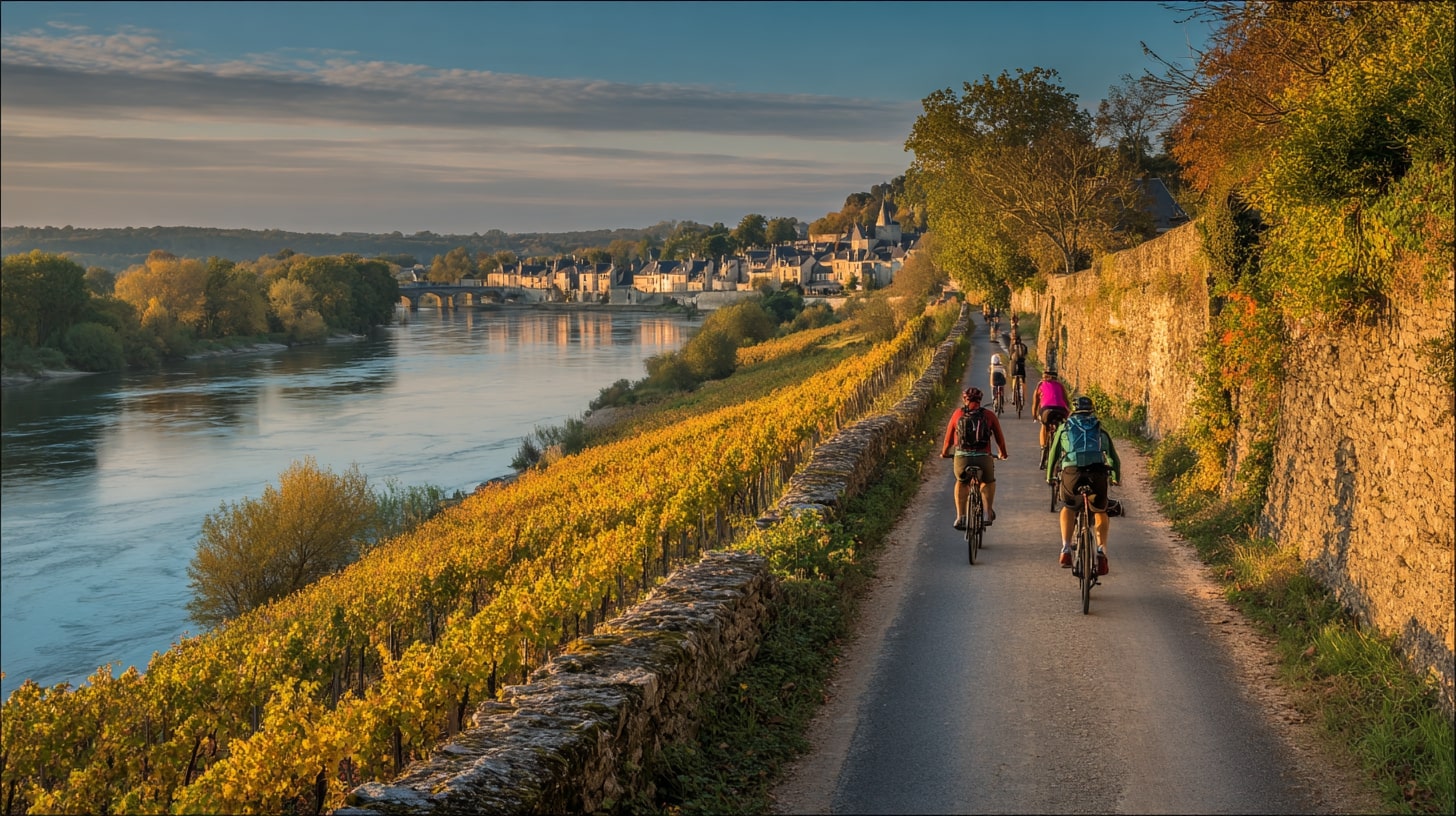 Loire à Vélo près de Saumur entre paysages changeants et patrimoine du Val de Loire